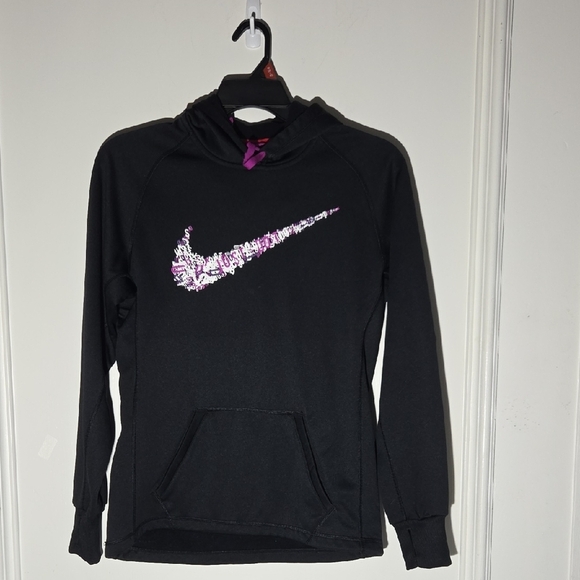 Women's Nike Hoodie Black Pink Logo Size S - Picture 1 of 9
